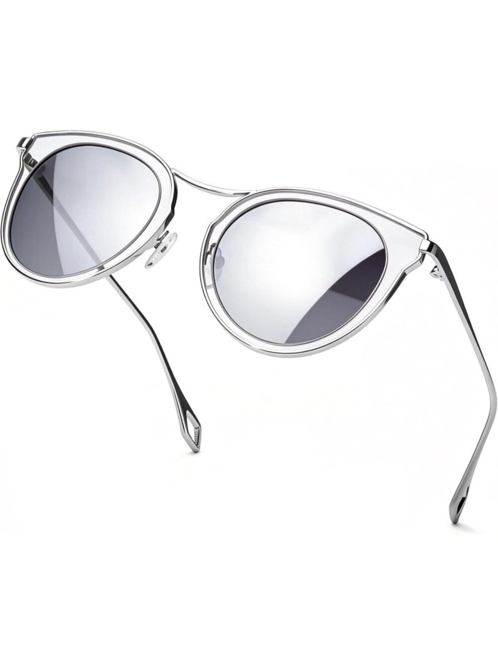 Women's Oversized Cat Eye Mirrored Sun Glasses Shades with UV400 Slivers